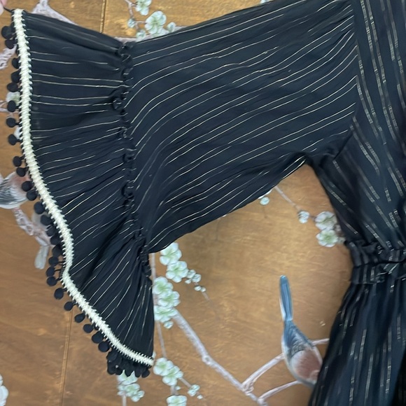 MISA by ANTHROPOLOGIE Womens Black Gold Pom Pom Kacia Dress, EUC! Size XS/S - Picture 6 of 10